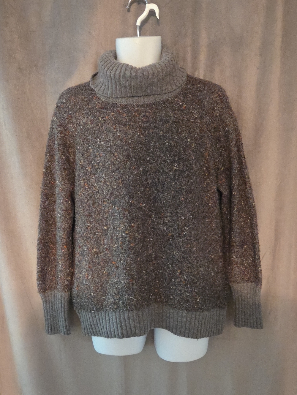 Cynthia Rowley 1X Taupe Speckled Turtleneck Sweater